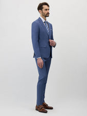 Costume 2 pièces Regular en laine bleu chambray