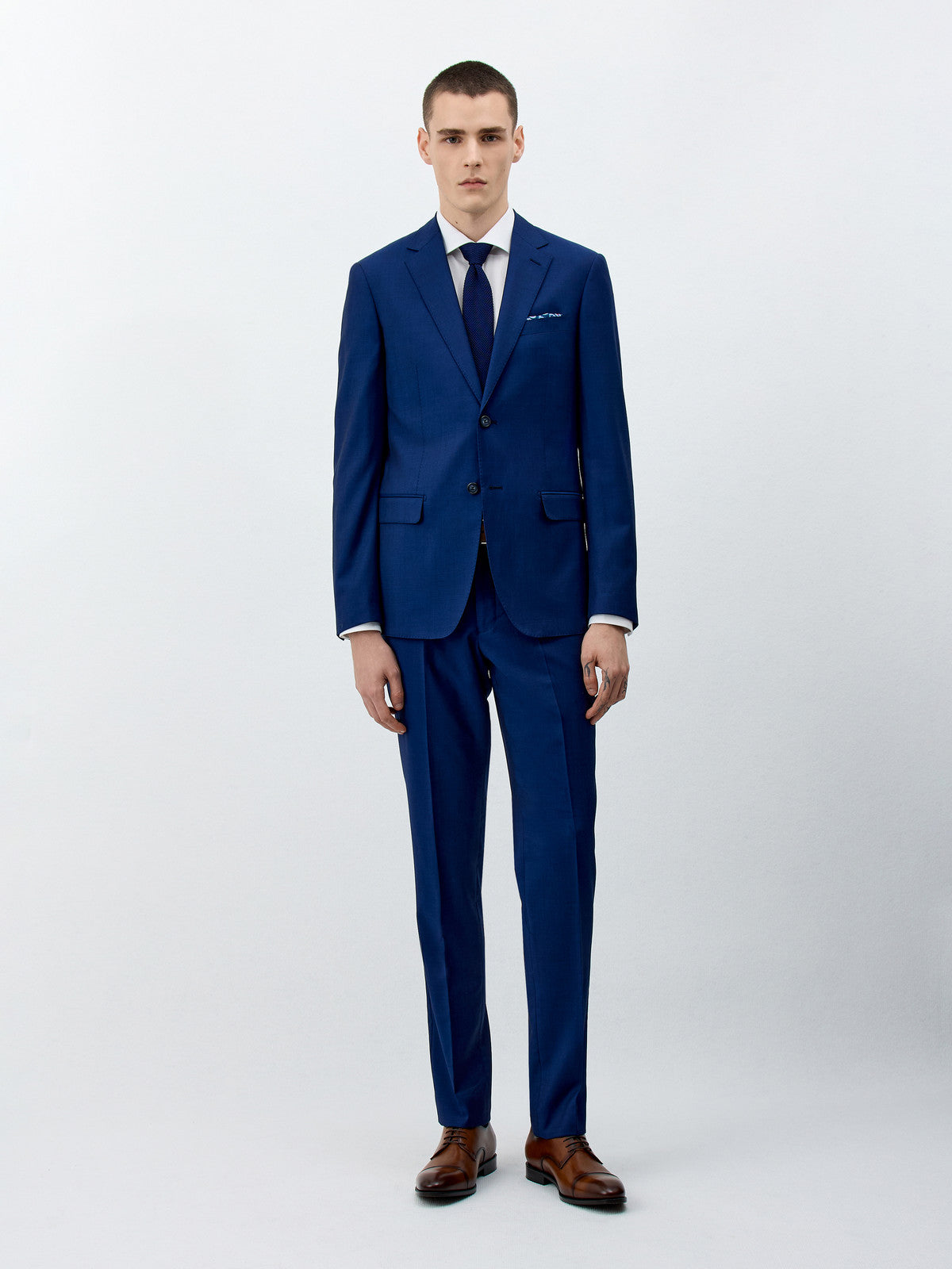 Costume 2 Pi Ces Slim En Laine Bleu Cobalt