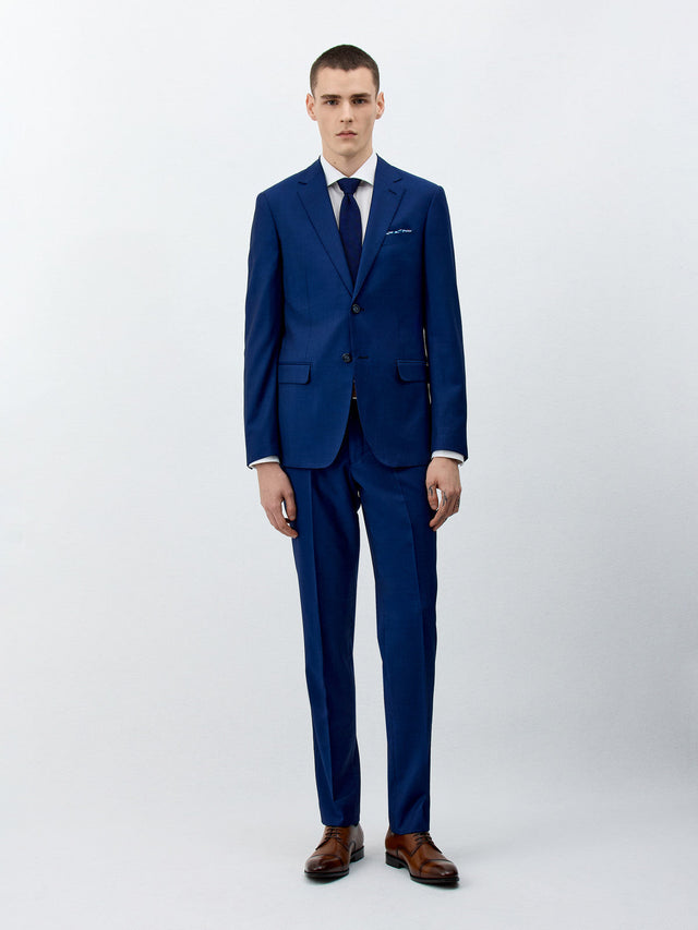 Costume 2 pièces Slim en laine bleu cobalt