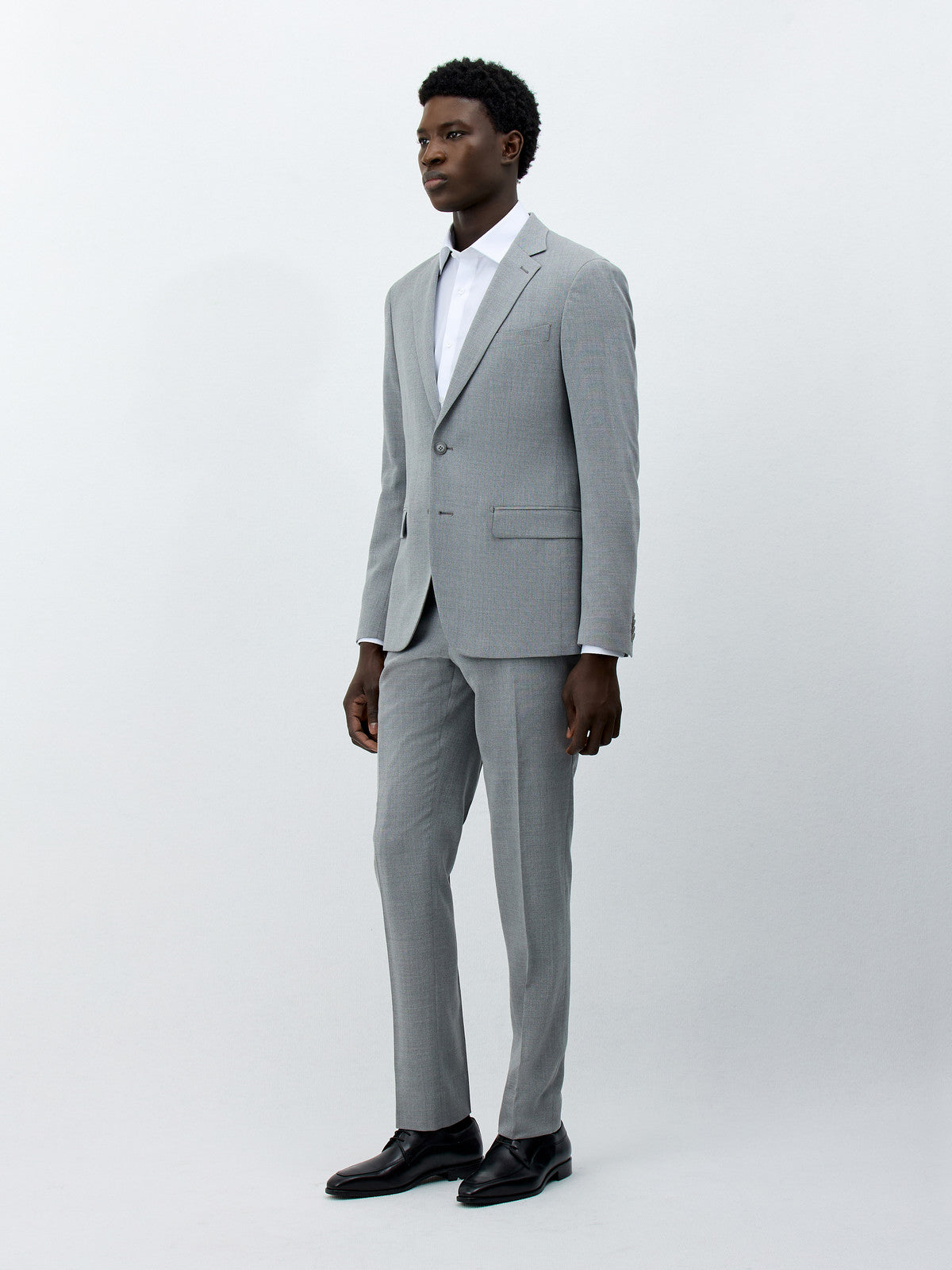 Costume 2 Pi Ces Regular En Laine Et Soie Gris Clair