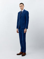 Costume 2 pièces Slim en laine mélangée bleu indigo à rayures