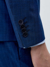 Costume 2 Pi Ces Slim En Laine M Lang E Bleu Indigo Rayures