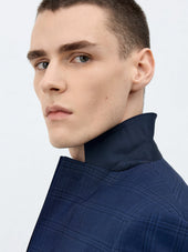 Costume 2 Pi Ces Slim En Laine Bleu Marine Prince De Galles