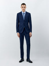 Costume 2 pièces Slim en laine bleu marine Prince de Galles