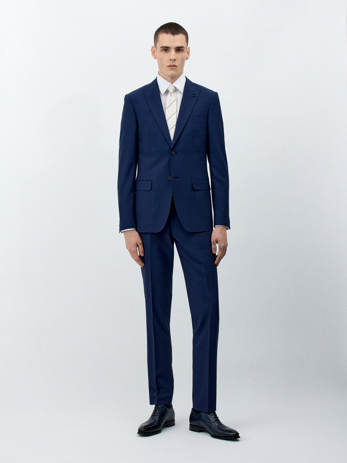 Costume 2 Pi Ces Slim En Laine Bleu Marine