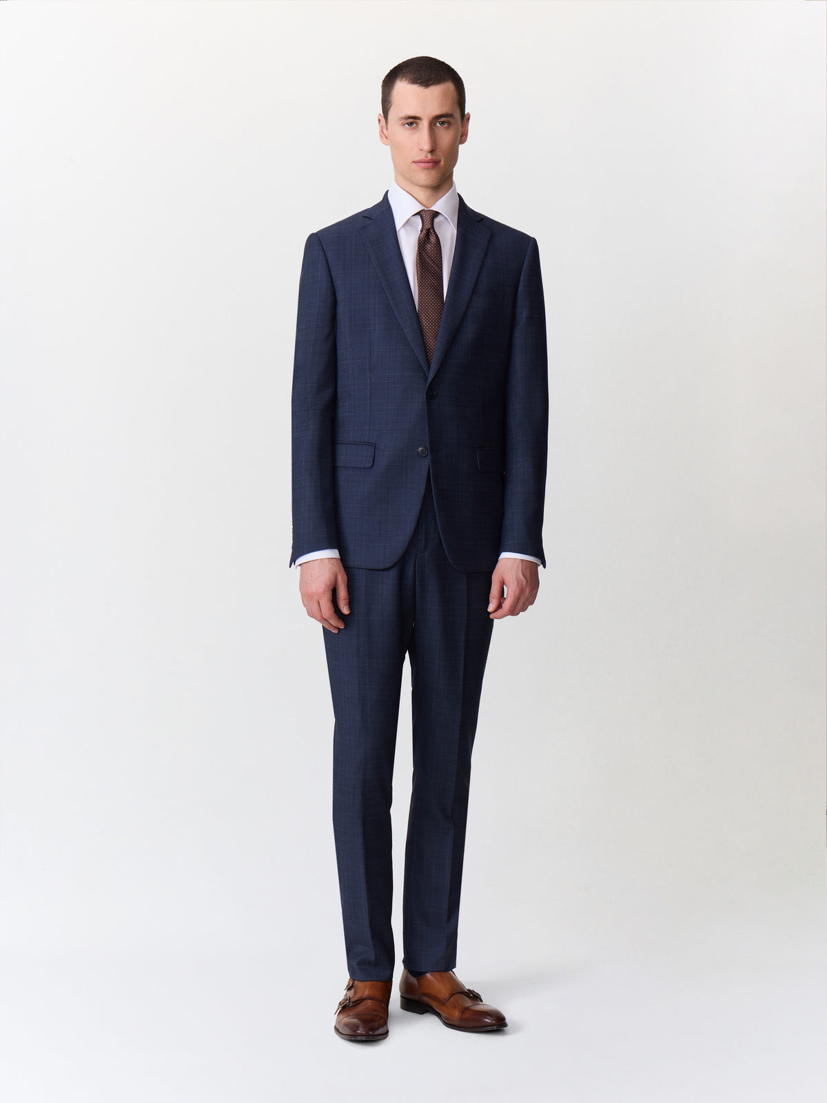 Costume 2 Pi Ces Regular En Laine Bleu Marine Prince De Galles