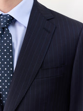 Costume 2 Pi Ces Slim En Laine Bleu Marine Rayures