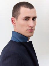 Costume 2 Pi Ces Slim En Laine Bleu Marine Rayures