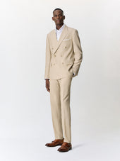 Costume 2 pièces croisé regular en laine beige