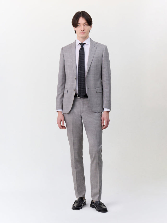 Costume 2 pièces slim en laine grise Prince de Galles
