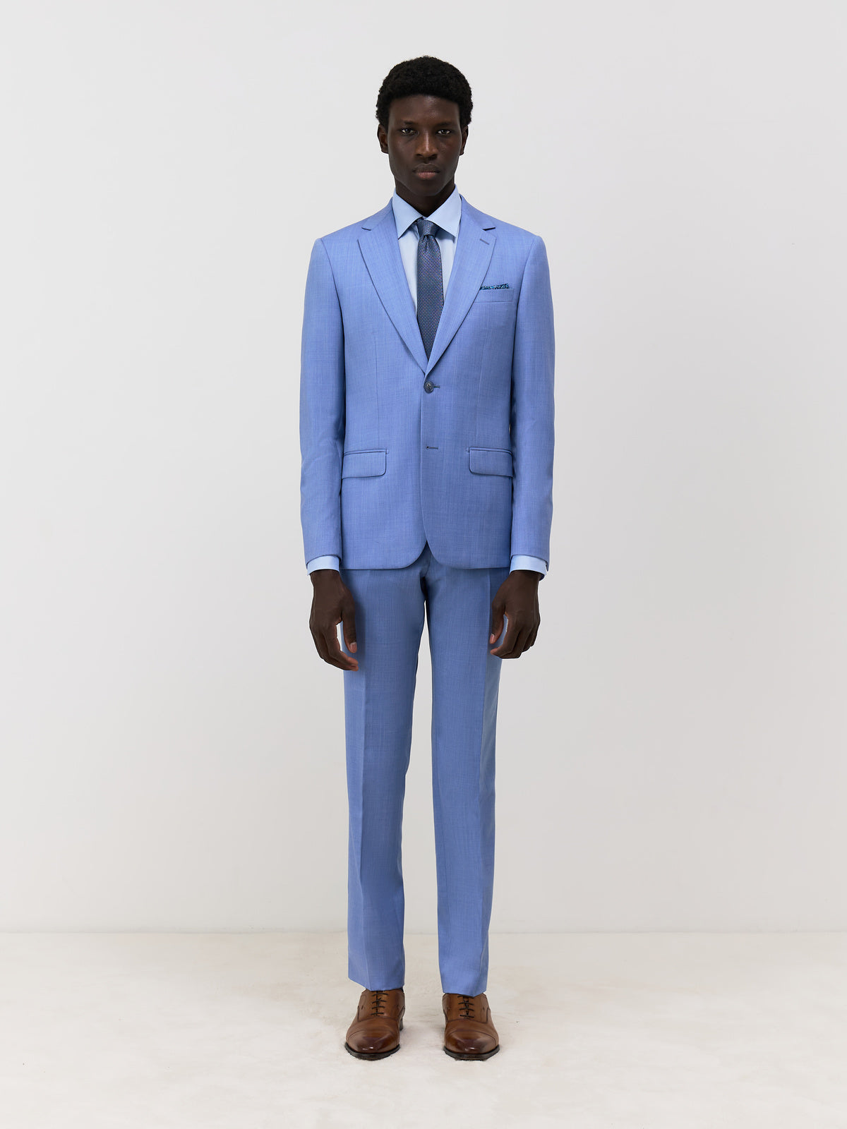 Costume 2 Pi Ces Slim En Laine Bleu Azur