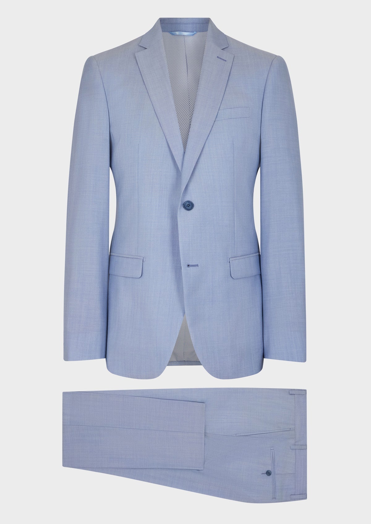 Costume 2 Pi Ces Slim En Laine Unie Bleu Turquin