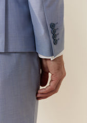 Costume 2 Pi Ces Slim En Laine Unie Bleu Turquin