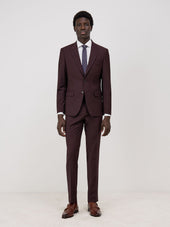Costume 2 pièces Slim en laine mélangée bordeaux