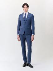 Costume 2 pièces slim en laine bleu chambray