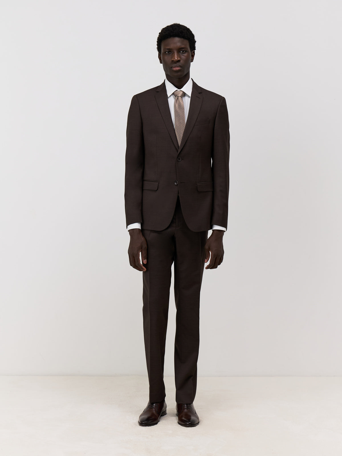 Costume 2 Pi Ces Slim En Laine Marron