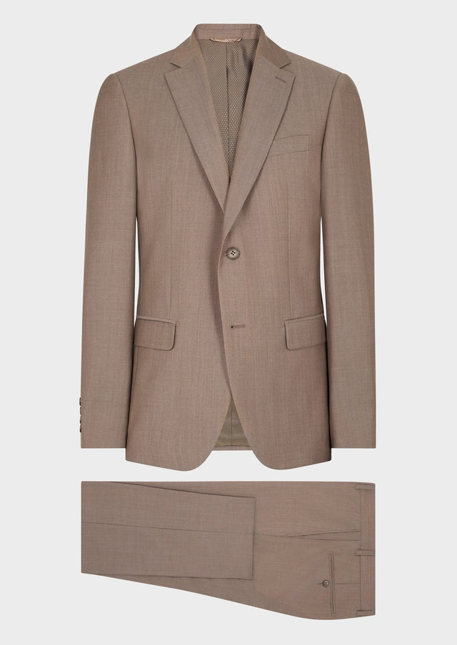 Costume 2 pièces Slim en laine unie taupe
