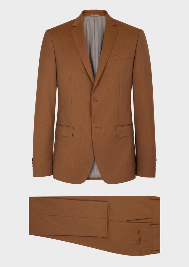 Costume 2 pièces Slim en laine unie terracotta