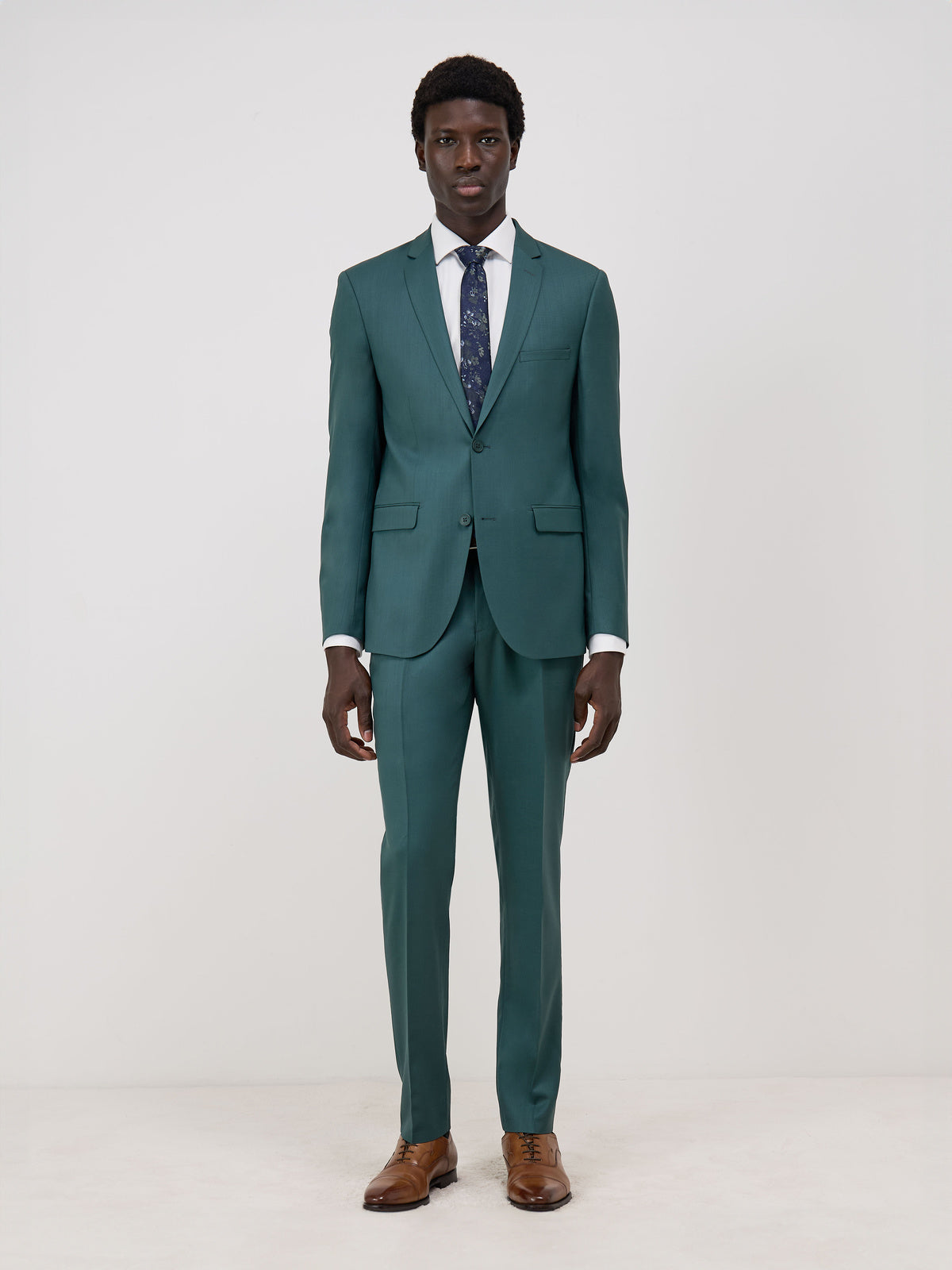 Costume 2 Pi Ces Slim En Laine Unie Vert Bouteille
