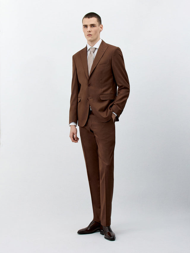 Costume 2 pièces Slim en laine terracotta