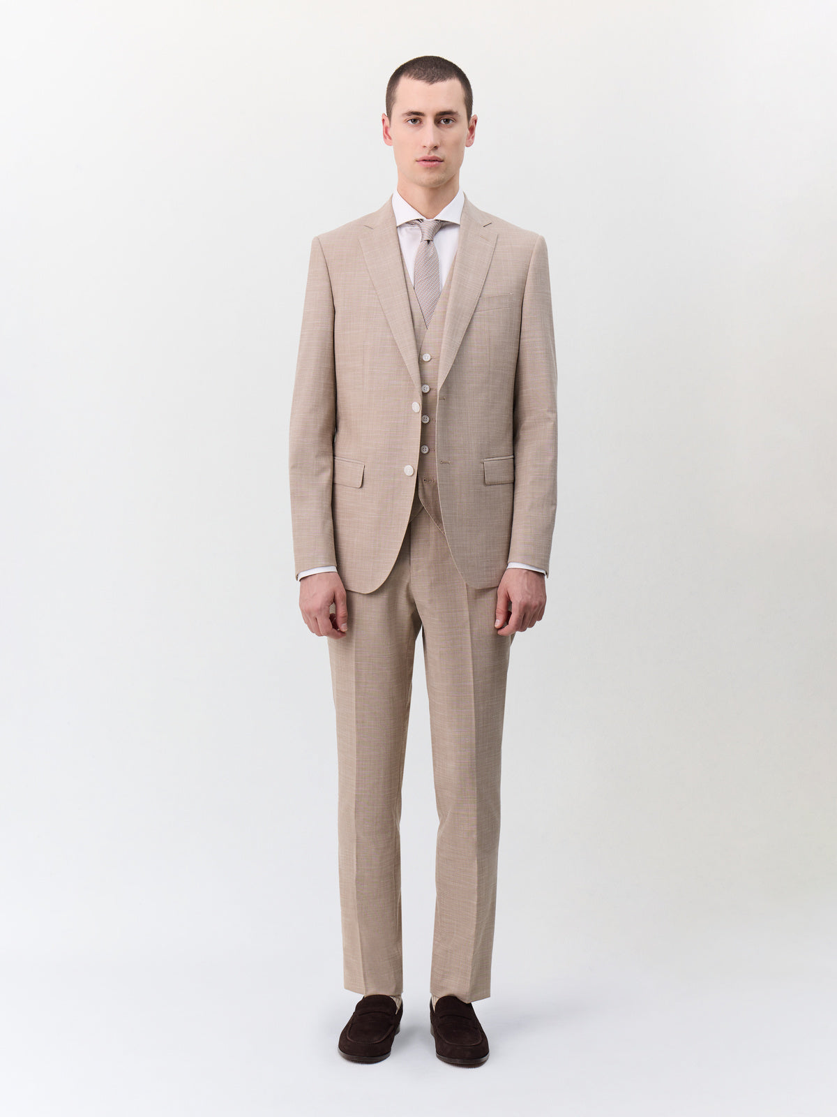 Costume 2 Pi Ces Slim En Laine M Lang E Beige
