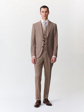 Costume 2 Pi Ces Slim En Laine Beige Fonc