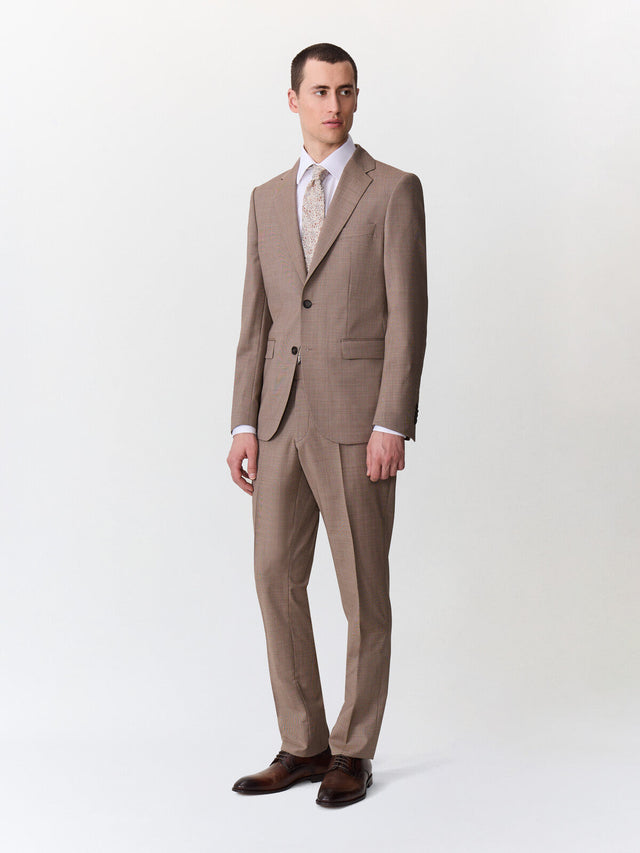 Costume 2 pièces slim en laine beige foncé