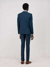 Costume 2 Pi Ces Slim En Laine Unie Bleue