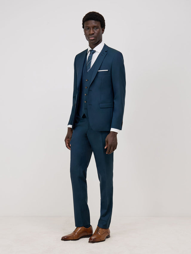 Costume 2 pièces Slim en laine unie bleue
