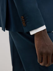 Costume 2 Pi Ces Slim En Laine Unie Bleue