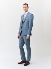 Costume 2 pièces slim en laine bleu céruléen