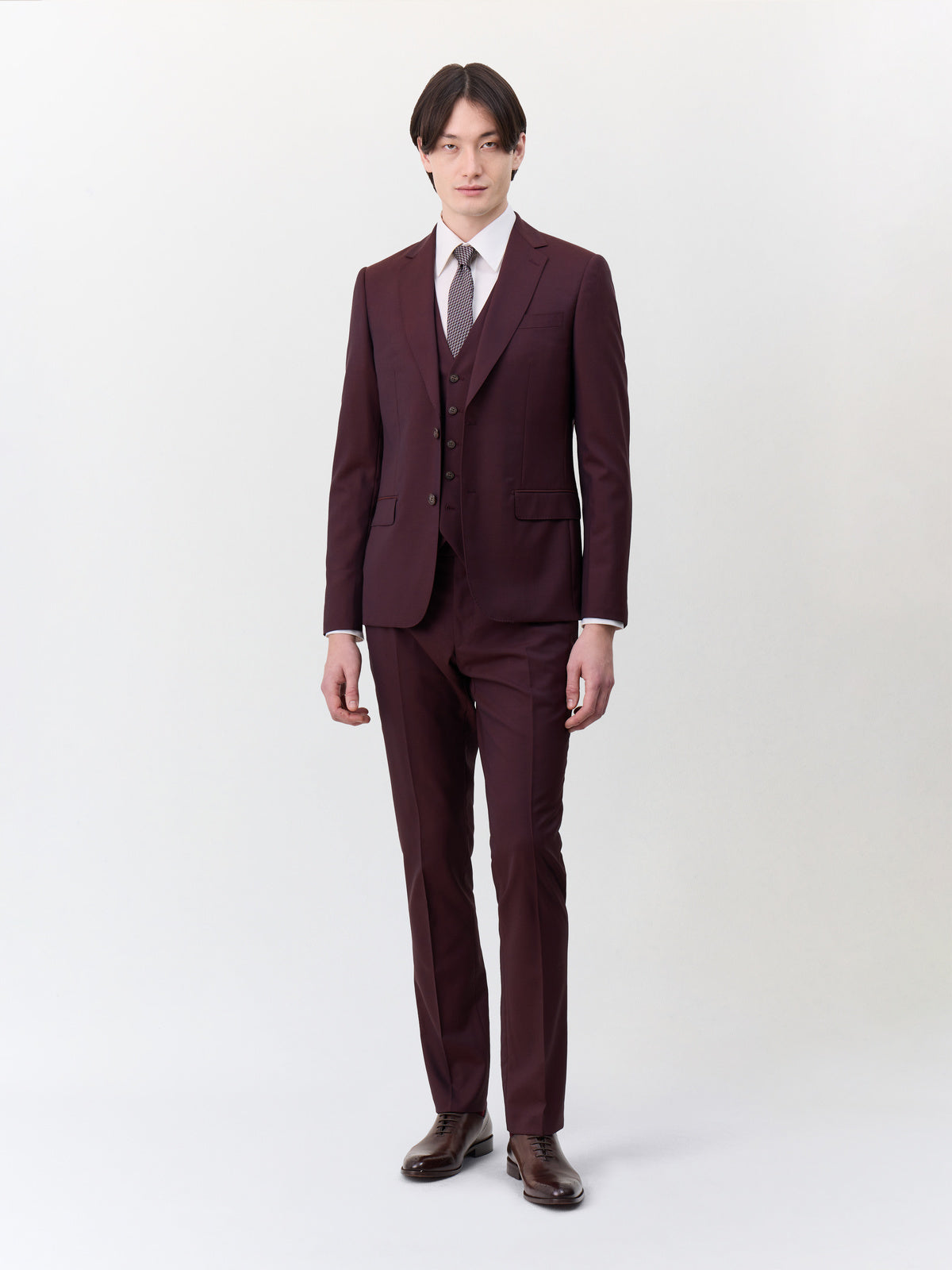 Costume 2 Pi Ces Slim En Laine Bordeaux