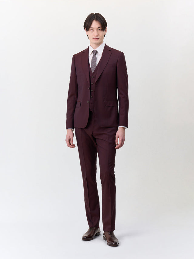 Costume 2 pièces slim en laine bordeaux