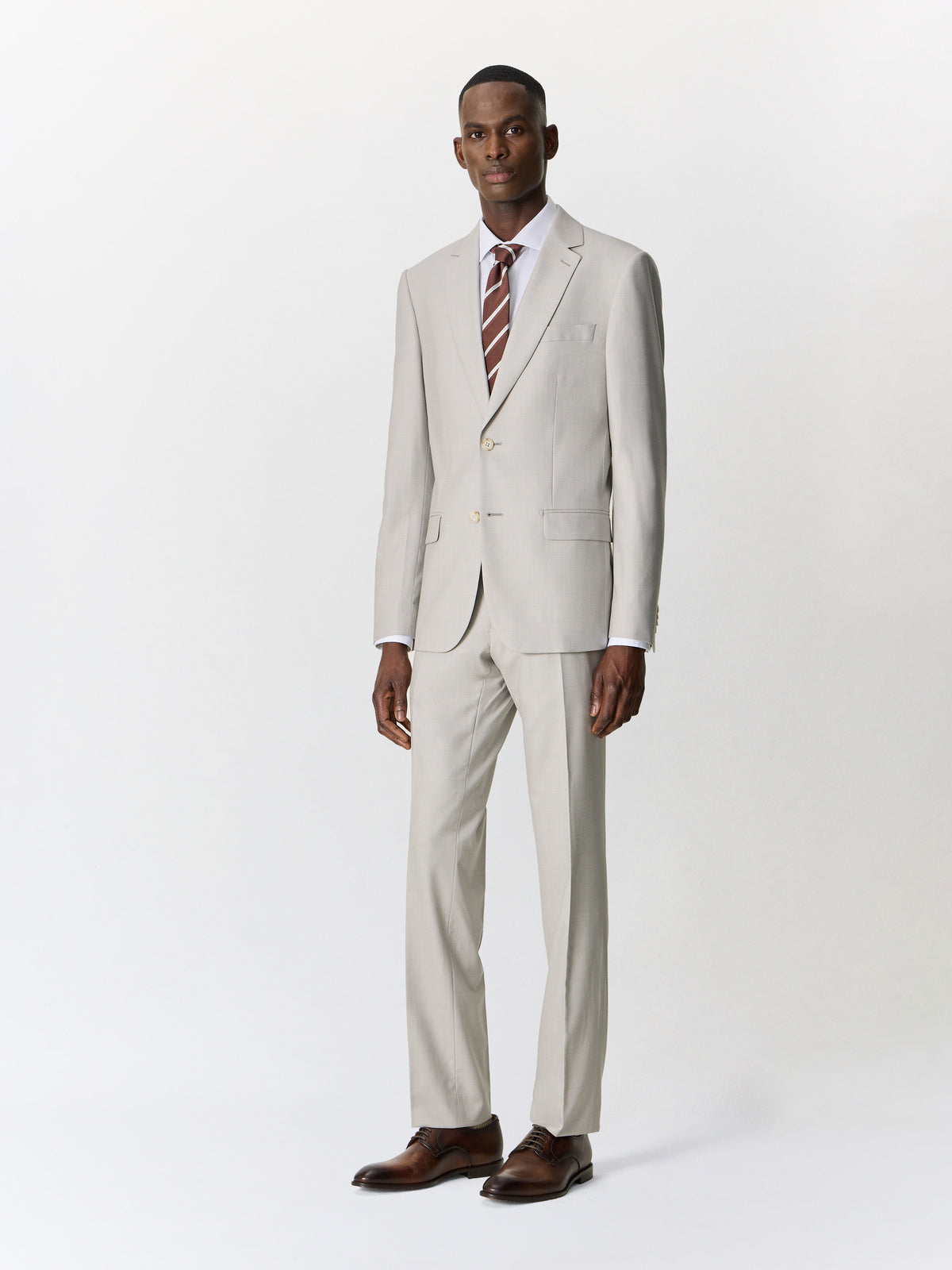 Costume 2 Pi Ces Slim En Laine Greige