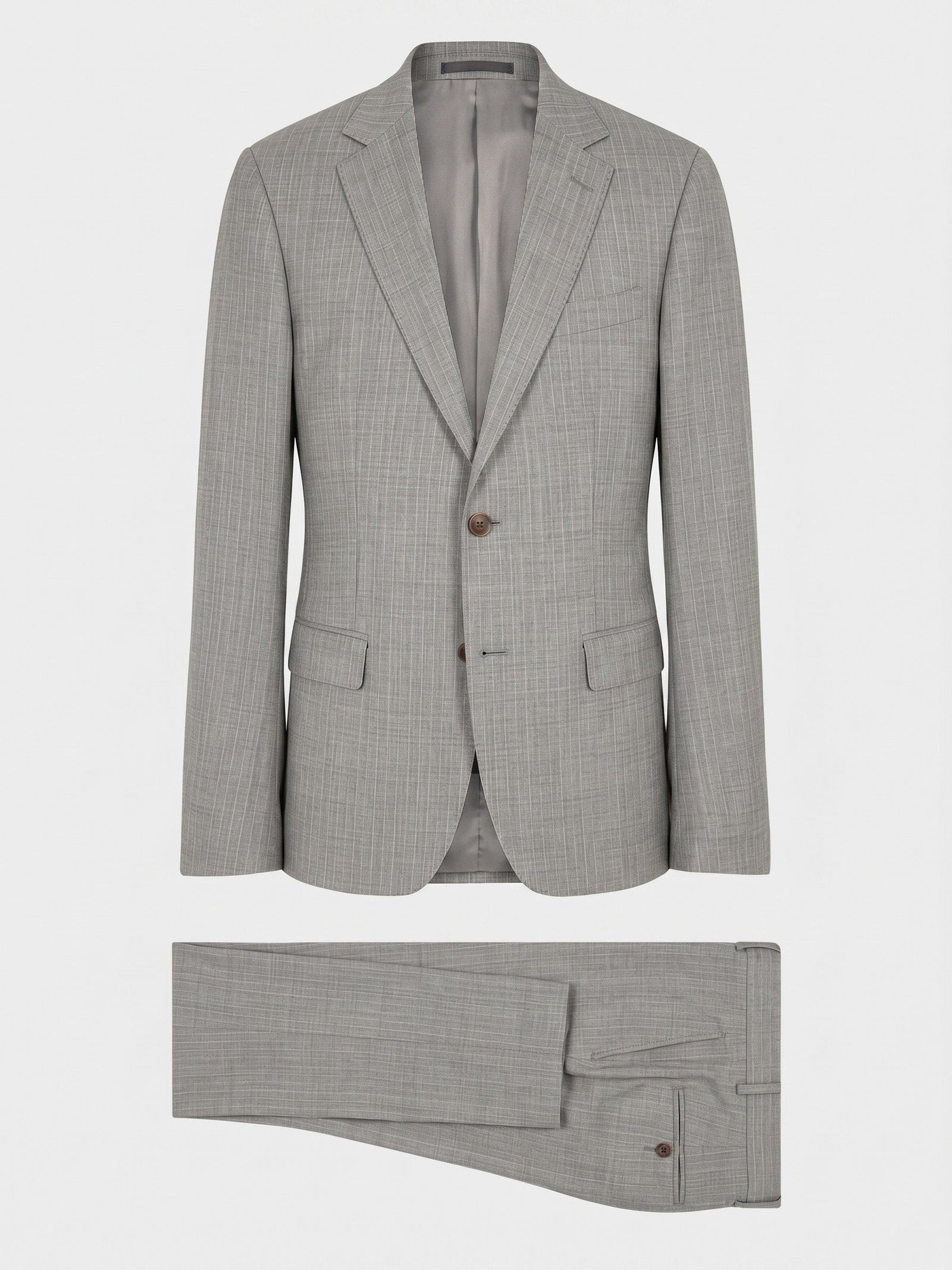 Costume 2 Pi Ces Regular En Laine Grise Rayures