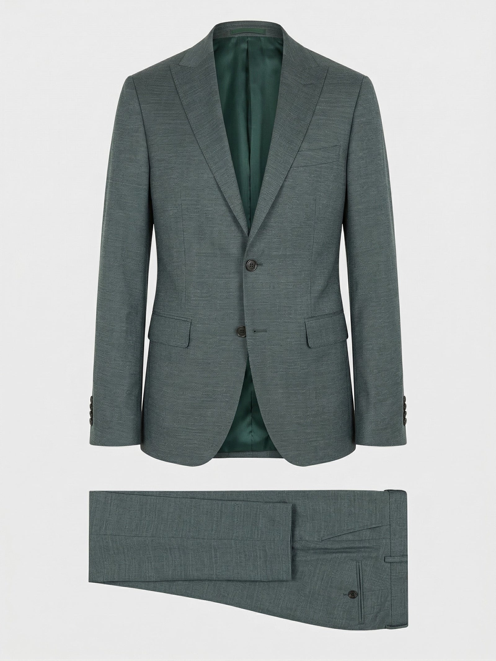 Costume 2 Pi Ces Slim En Laine M Lang E Vert Bouteille