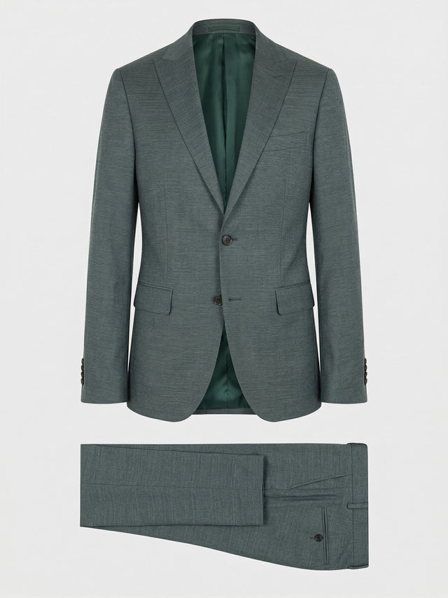 Costume 2 pièces slim en laine mélangée vert bouteille