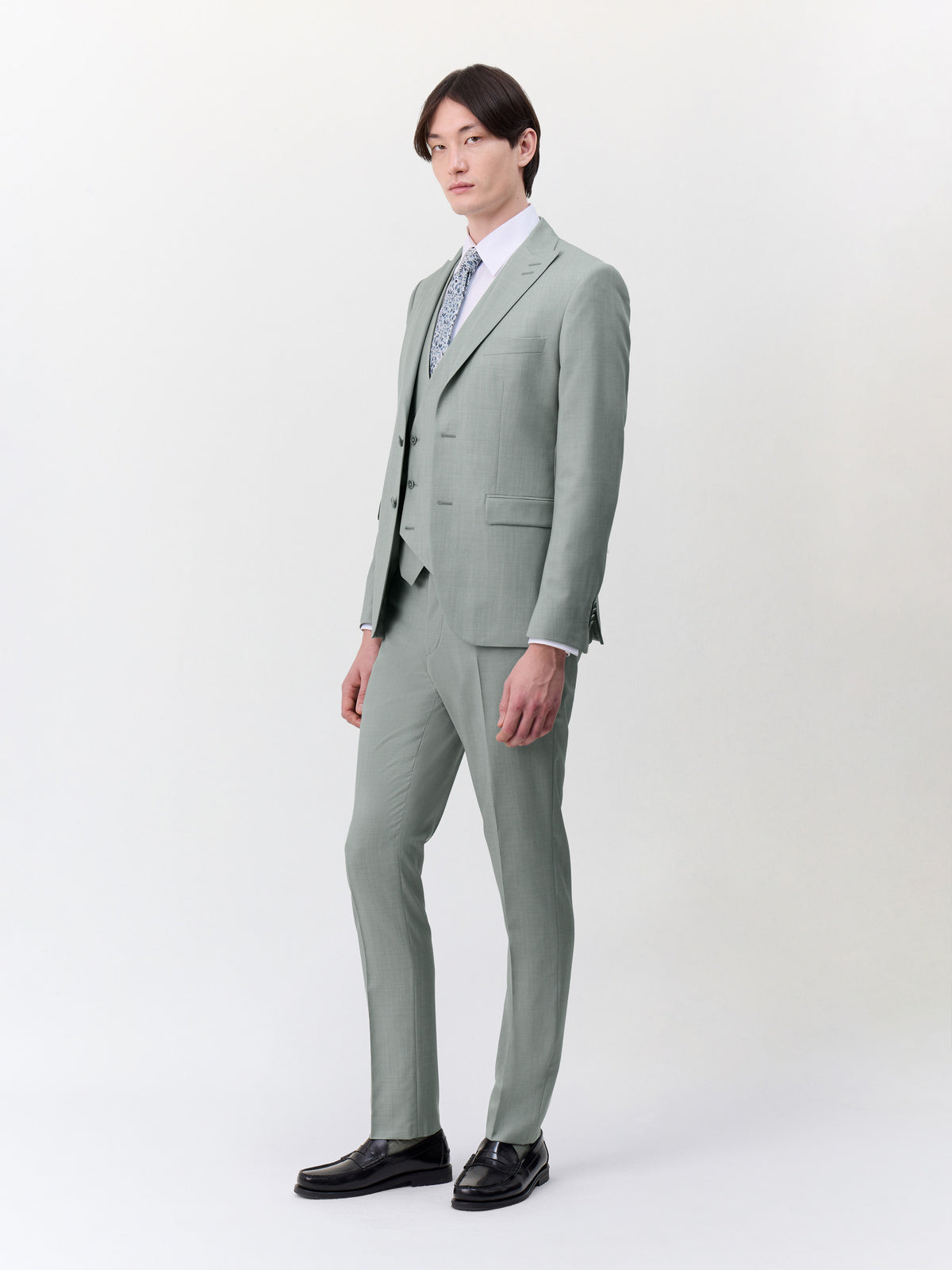Costume 2 Pi Ces Slim En Laine Vert D Eau