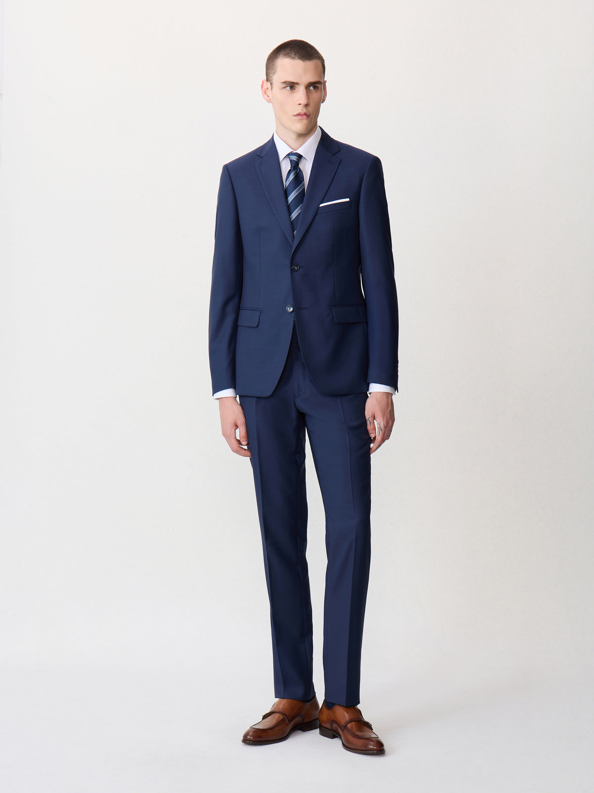 Costume 2 Pi Ces Regular En Laine Vitale Barberis Canonico Bleu Marine Prince De Galles