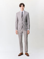 Costume 2 pièces slim en laine beige Prince de Galles
