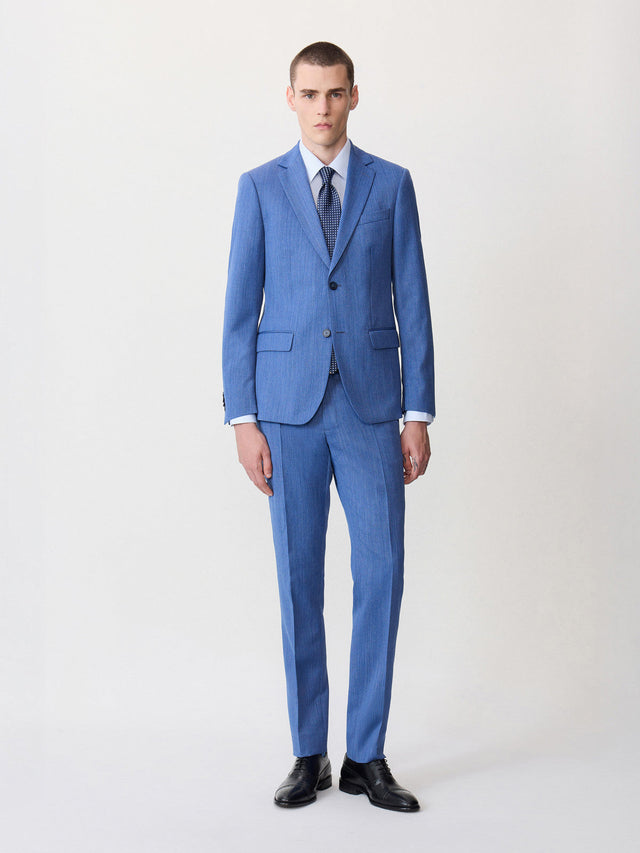 Costume 2 pièces slim en laine mélangée bleu azur