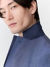 Costume 2 Pi Ces Slim En Laine Stretch Bleu Chambray