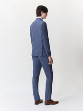 Costume 2 Pi Ces Slim En Laine Stretch Bleu Chambray