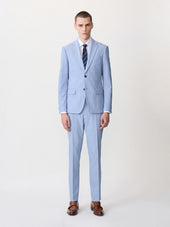 Costume 2 pièces slim en laine mélangée bleu ciel