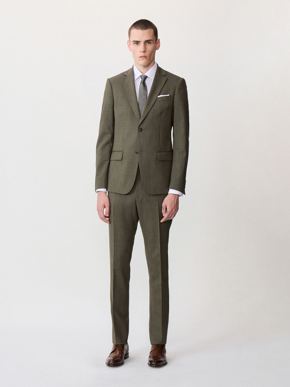 Costume 2 Pi Ces Slim En Laine Kaki