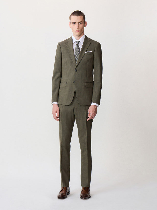 Costume 2 pièces slim en laine kaki