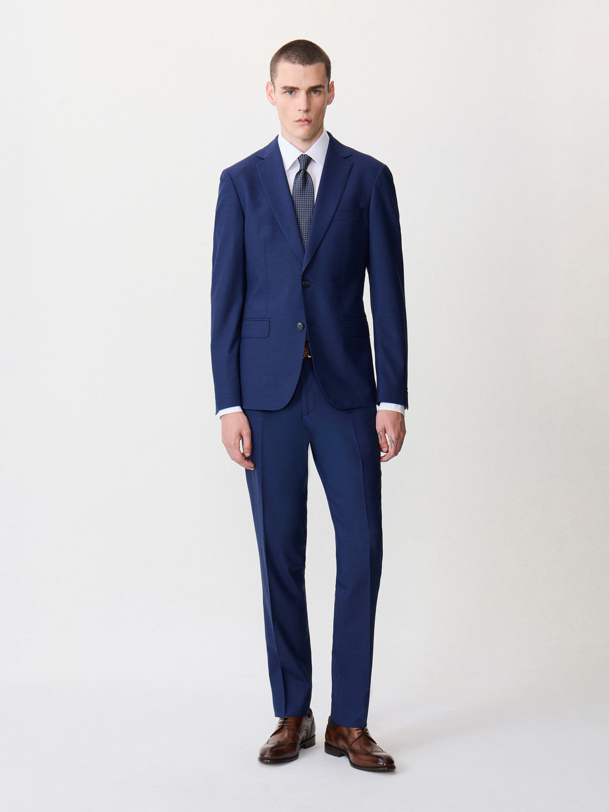 Costume 2 Pi Ces Regular En Laine Stretch Bleu Indigo