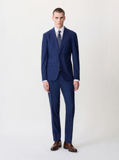 Costume 2 pièces regular en laine stretch bleu indigo