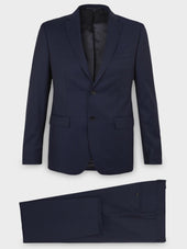 Costume 2 pièces Regular en laine Vitale Barberis Canonico unie bleu indigo