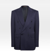 Costume croisé bas 6x1 bleu en laine